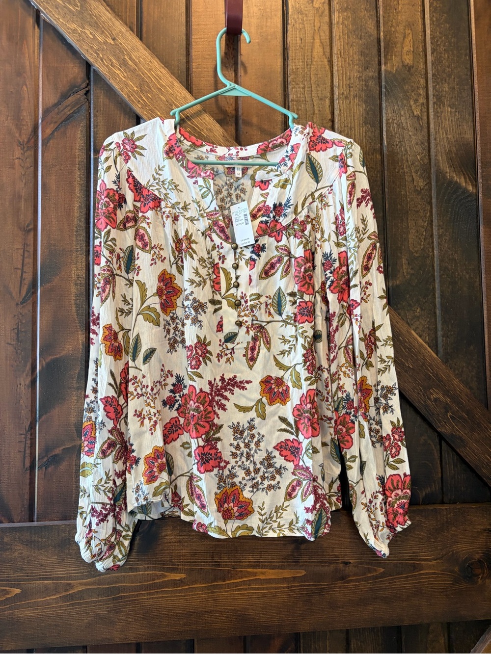 Maurices Cream Floral Boho Blouse NWT